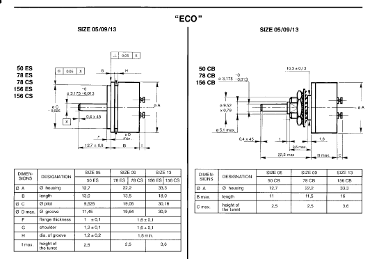 Dimension Specifications - Click To View Matching PDF